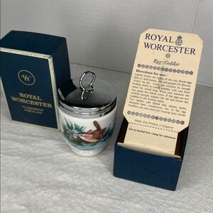 Royal Worcester Porcelain Jar with Silver Lid and Bird Design